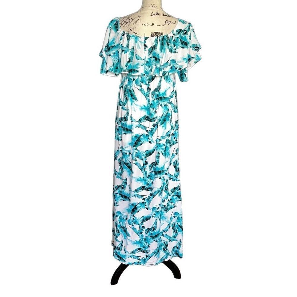 Buddy Love‎ floral blue & white maxi ruffle dress